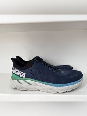 HOKA ONE ONE Clifton 7 Men’s Running Sneakers US 14 Blue/Green Breathable